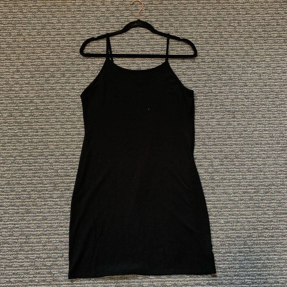 Black Bodycon Ribbed Dress